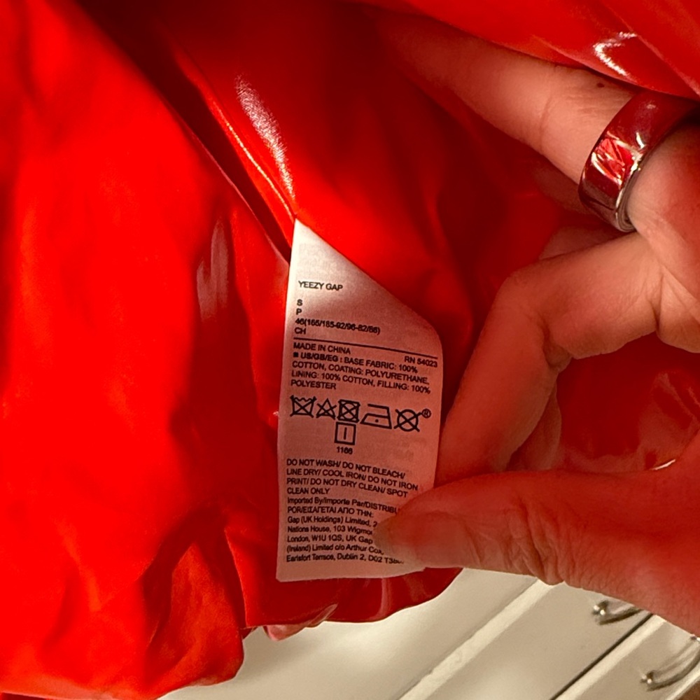 Yeezy Red Shiny Puffer Jacket View 5